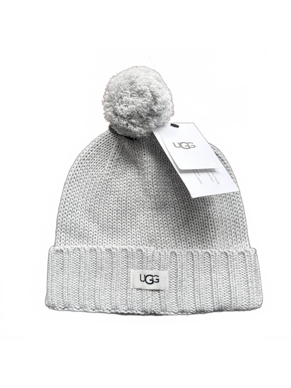 UGG Knit Pom Pom Beanie Hat Light Gray